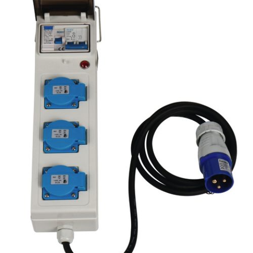 Bandă de prize cu trei orificii cu trei prize rezistente la șocuri